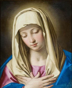 "Virgen Orante", Giovanni Battista Salvi "Il Sassoferrato" (1609-1685). Lienzo de 46x35 cm. Sacristía mayor de la catedral de Pamplona (España)