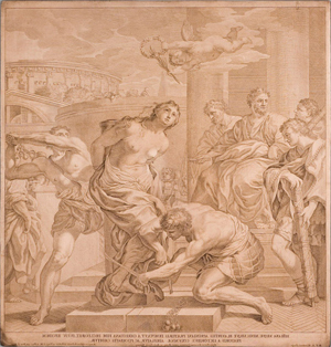 "Martirio de Santa Bibiana", grabado de Robert Van Audenaerd, c. 168691. Original de Pietro da Cortona. Istituto Nazionale per la Grafica, Roma (Italia).