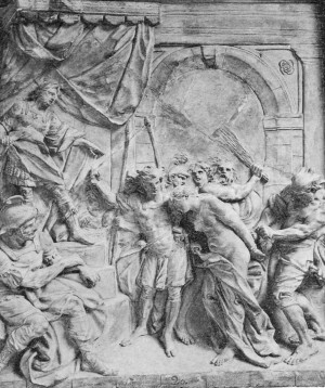 Martirio de la Santa. Relieve escultórico de Alfonso Giraldo Bergáz, c. 1770–1812. Real Academia de Bellas Artes de San Fernando, Madrid (España).