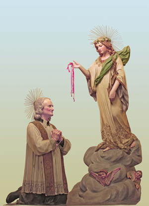 Grupo escultórico de Santa Filomena y San Jean-Marie Vianney. Iglesia de Nuestra Señora de Gracia, Mugnano del Cardenal (Italia).