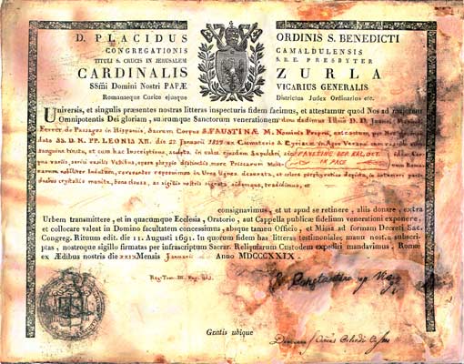 Authenticae Santa Faustina de Pasajes