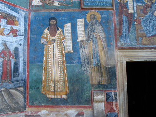 MEtropolite Gregory Rosca and St. Daniil Sihastrul - painted at Voronet