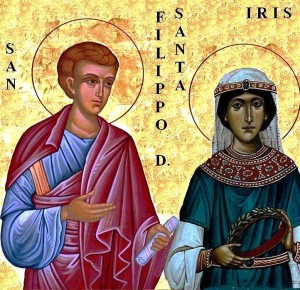 San Felipe el Diácono y su hija, Santa Iris. Icono confeccionado por Damiano Grenci a partir de otros dos iconos.