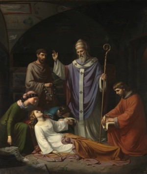 "Entierro de Santa Cecilia en las catacumbas de Roma" (1852), óleo de Luis de Madrazo y Kuntz. Museo Nacional del Prado, Madrid (España).
