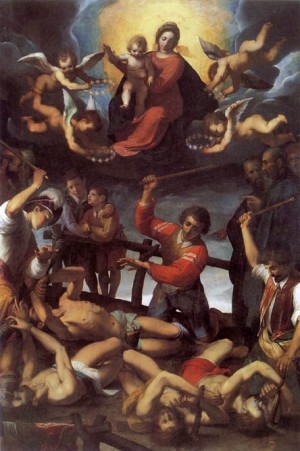Martirio de los Santos. Lienzo barroco de Jacopo Ligozzi, s.XVII.