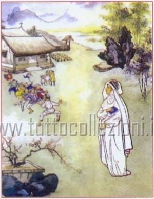 Ilustración de la Santa perteneciente a una serie de estampas devocionales italianas. Fuente: www.tuttocollezioni.it.