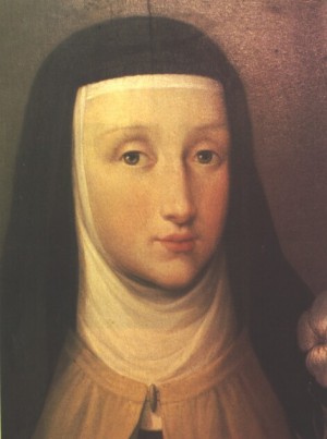 Detalle del rostro de la Santa en un óleo realizado post-mortem por la pintora Anna Bacherini Piattoli (1720-1788). Monasterio carmelita de Florencia, Italia.