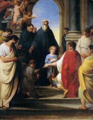 La presentación de San Mauro y San Plácido a San Benito, por Velazco.