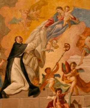 San Alberico de Citeaux recibe la cogulla monástica de la Santísima Virgen.