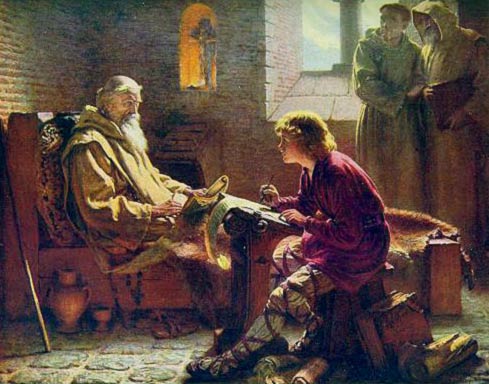 San Beda Venerable traduciendo a San Juan, por James Doyle Penrose.