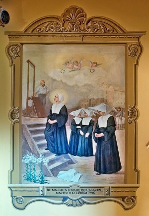 Martirio de las Hijas de la Caridad de Cambrai. Mural de la iglesia de Santa María de Barrens, en Perryville, Missouri, Estados Unidos.