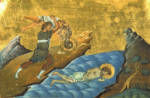 Martirio de los Santos. Iluminación del Menologio de Basilio II. Biblioteca Apostolica Vaticana, Roma.