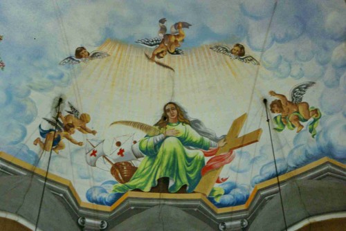 Detalle de la Santa en las pinturas del ábside de su parroquia en Barcelona, España. Fotografía: José Mª Ramón.
