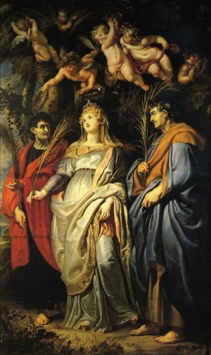 Los mártires Domitila, Nereo y Aquiles. Lienzo de Peter Paul Rubens. Iglesia de Santa Maria In Vallicella, Roma (Italia).