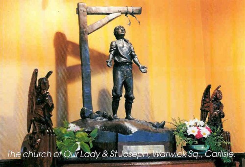 Conjunto escultórico en memoria al martirio del Beato Christopher Robinson, sacerdote. Iglesia de Ntra. Sra. y San José, Warwick, Carlisle (Inglaterra).