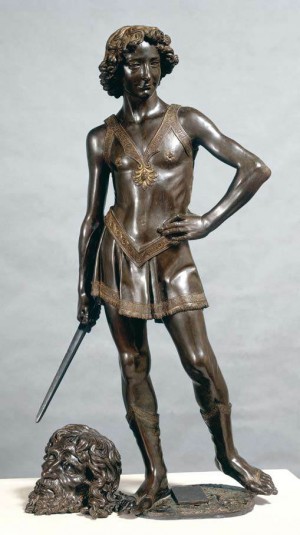 David, triunfante sobre Goliat. Escultura de bronce obra de Andrea Verrocchio (ca. 1472-1475). Museo del Bargello, Florencia (Italia).