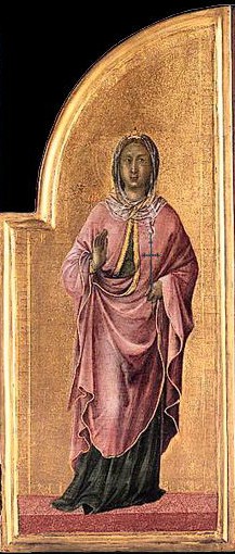 Detalle de la Santa en un tríptico de Duccio di Buoninsegna, (ca. 1315). National Gallery, Londres (Inglaterra).