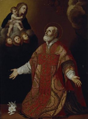 Pintura del Santo existente en la iglesia de la Santa Cruz, Paulmy (Francia). Obra de Touraine (s. XVII).