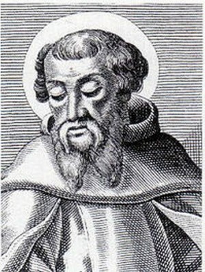 Detalle del rostro de San Ireneo, obispo de Lyon y padre apostólico posterior a San Policarpo, en un grabado. Autor del libro “Tratado contra las herejías”.