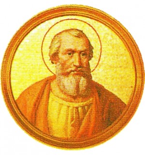 Medallón neoclásico de San Marcos, papa de Roma. Galería de Papas en la Basílica de San Pablo Extramuros, Roma (Italia).