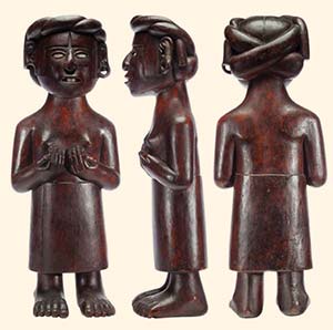 Figura de la diosa Oztotéotl "Señora de las Cuevas" encontrada en Chalma, de gran importancia por ser de las pocas figuras de madera que aun se conservan del periodo prehispánico, Foto tomada de "Arqueología Mexicana".
