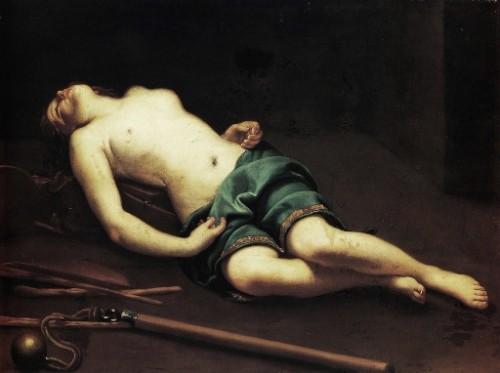 "Joven mártir muerta: Santa Mustiola", lienzo de Guido Cagnacci que representa a la Santa tras el martirio. Museo Fabre, Montpellier (Francia).