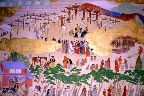 Martirio de los misioneros en Nagasaki. Pintura de Mosén Pedro Garcia Ferer, pintor aragonés de formación valenciana.