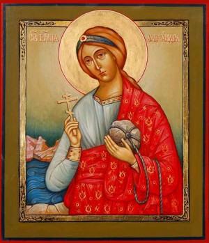 Icono ortodoxo ruso de Santa Alejandra de Ancira, obra de la iconógrafa Ekaterina Piskareva. Fuente: http://www.piskarevarestorations.com/