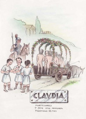 Las siete vírgenes de Ancira exhibidas desnudas en público. Ilustración contemporánea. Fuente: http://www.heiligen-3s.nl