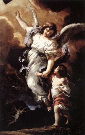 "Ángel Custodio", lienzo de Pietro da Cortona (1656). Galleria Nazionale d'Arte Antica, Roma (Italia).