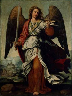 Santo Ángel Custodio de la ciudad de Valencia, lienzo de Juan de Juanes. Museo parroquial de la catedral de Valencia, España.