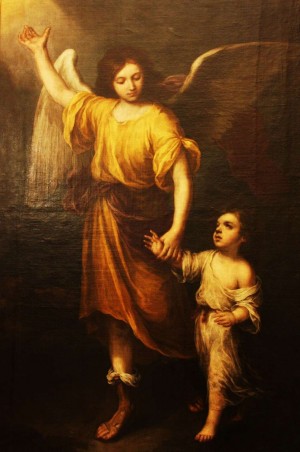 "Ángel de la Guarda", lienzo de Bartolomé Esteban Murillo (1665). Capilla homónima en la catedral de Sevilla, España.