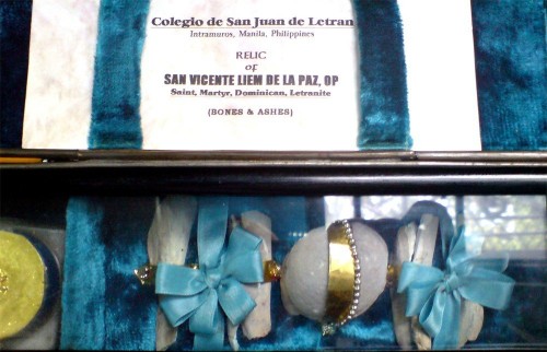 Reliquias de San Vicente Liem de la Paz.