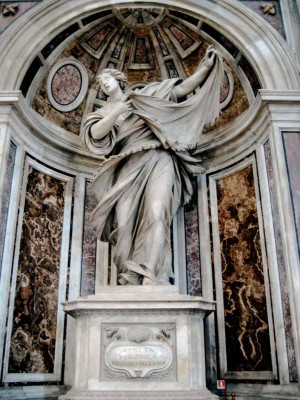 Escultura barroca de la Santa, obra de Francesco Mochi (1629). Basílica de San Pedro del Vaticano, Roma (Italia).