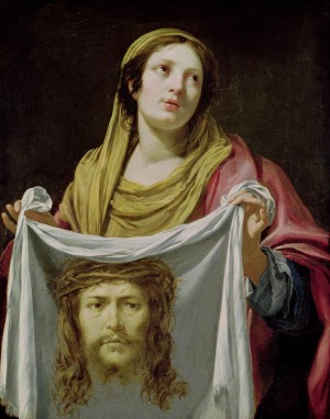 "Santa Verónica sosteniendo el Santo Sudario", lienzo de Simon Vouet (s.XVII). Museo de Tesse, Le Mans (Francia).