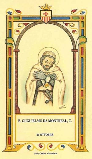 Beato Guillermo de Montreal, mercedario. Estampa perteneciente a la serie del ilustrador Alberto Boccali "Bertino".