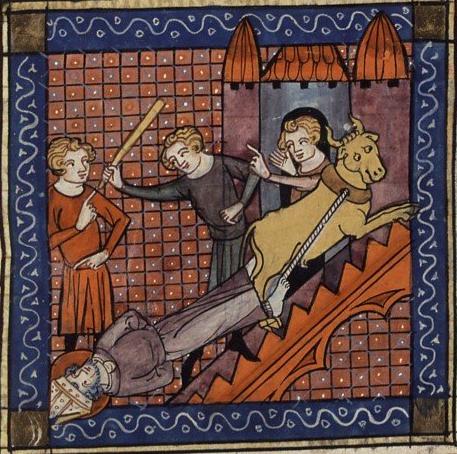 Martirio del Santo. Manuscrito de la Leyenda Áurea, siglo XIV. Henry E. Huntington Library and Art Gallery, San Marino, CA, USA).