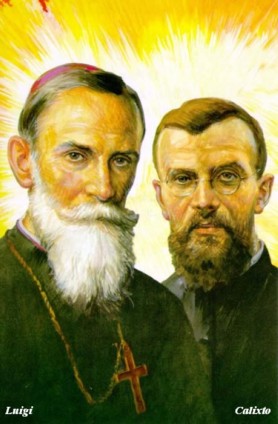 Estampa conmemorativa de la canonización de Luis Versiglia, obispo; y Calixto Caravario, presbítero.