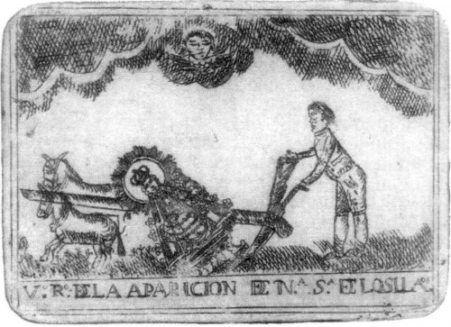 Hallazgo de la imagen. Grabado calcográfico del s.XVIII.