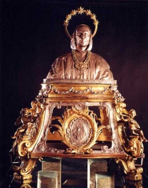 Reliquias de San Bruno en la Cartuja de Serra (Italia).