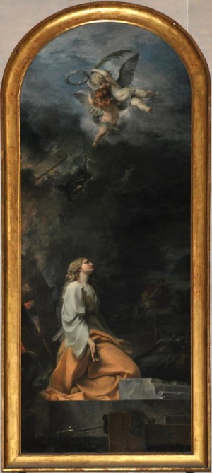 Santa Catalina de Alejandría, lienzo de Jacques Louis Touzé. Iglesia de Santo Tomás de Aquino, París (Francia).
