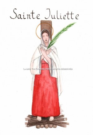 Acuarela de la Santa en la pira, obra de Laure Th. Chanal (2009). Fuente: http://lauredessinemoi.canalblog.com/
