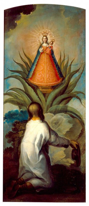 "El hallazgo de la Virgen de los Remedios", óleo/tela, anónimo novohispano, siglo XVIII, Pinacoteca de la Profesa de San Felipe Neri, México, D.F.