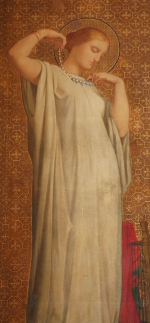 Pelagia se desprende de sus joyas y adornos. Detalle de la procesión de los Santos de Hyppolite Flandrin. Iglesia de San Vicente de Paúl, París (Francia).