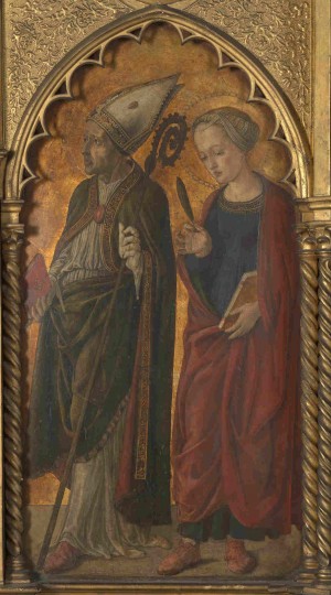 Santos Donato y Antilia de Arezzo. Tabla renacentista de Jacopo di Antonio. National Gallery de Londres, Reino Unido.