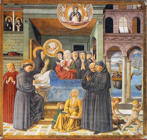 Muerte de la Santa, obra de Benozzo Gozzoli (1464-65). Capilla de San Agustín, San Gimignano (Italia).