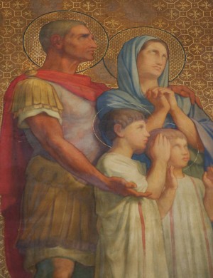 Detalle de la familia de mártires en la procesión de los Santos de Hyppolite Flandrin. Iglesia de San Vicente de Paúl, París (Francia).