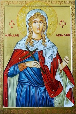 Icono ortodoxo de Santa Ariadna, desdoblamiento de Santa María la Esclava. Iglesia Ortodoxa de San Basilio, Houston, EEUU.