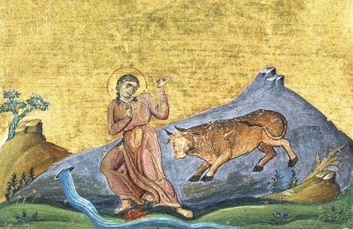 Martirio de Santa Trifenia. Iluminación del Menologio de Basilio II (s.X). Biblioteca Apostolica Vaticana, Roma (Italia).
