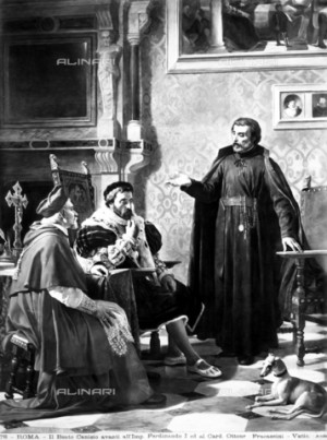 San Pedro Canisio delante del emperador Fernando I y del cardenal Otto. Cesare Fracassini (XIX), Museos Vaticanos. Fuente: Alinari.